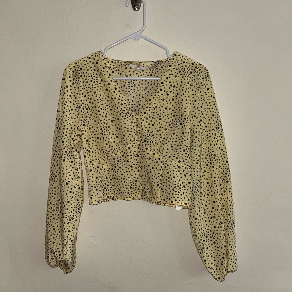 Levi’s Floral Long Sleeve Button Front Corset Blouse